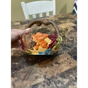 Colorful Harvest Handled Ceramic 6" Basket